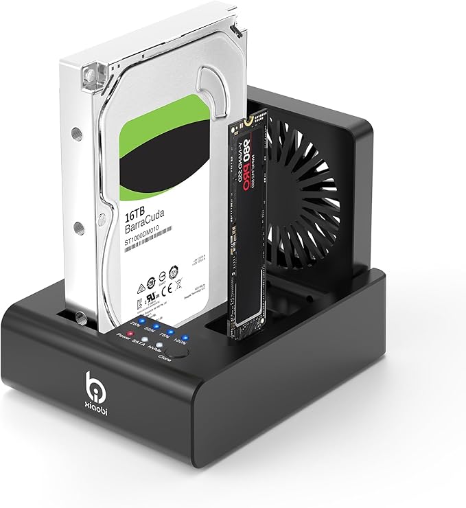 M.2 NVMe & SATA HDD Docking Station, 10Gbps USB3.2 Gen2 SSD Cloner by XIAOBI