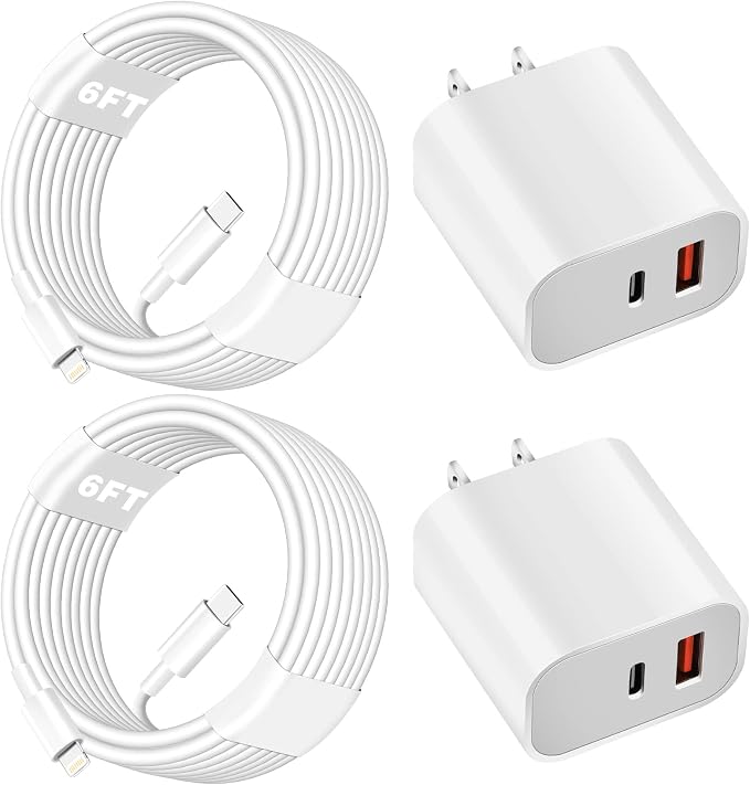 iPhone Charger Fast Charging Block, Dual Port Fast Apple iPhone Charger2Pack by SpeedScope