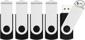 JUANWE 128GB USB Flash Drive 5 Packs, Thumb Drives Foldable 360° Swivel Shell & by JUANWE