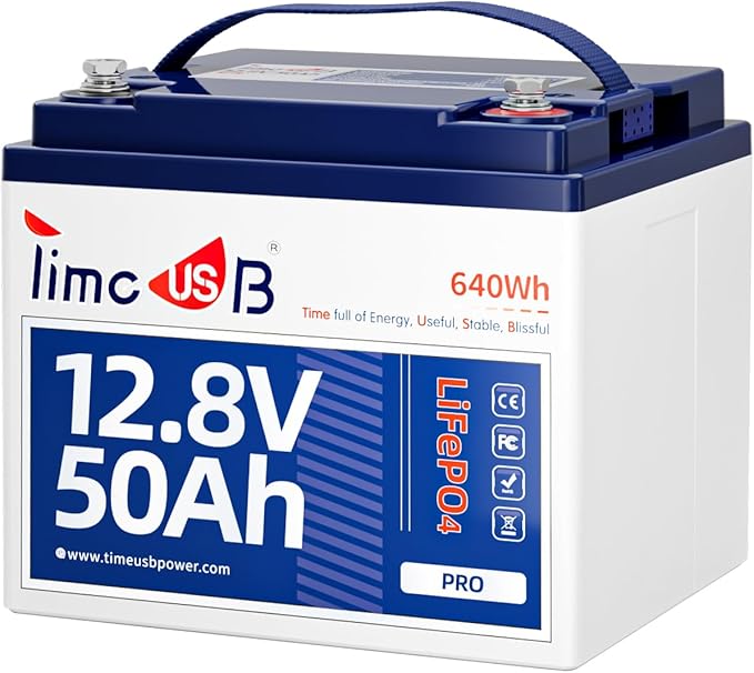 12V 50Ah Pro LiFePO4 Battery, 15000+ Cycles Timeusb Battery by Timeusb