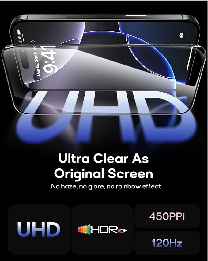 3 Pack for iPhone 16 Plus Tempered Glass Screen Protector:9H+ Durable, Auto - Image 4