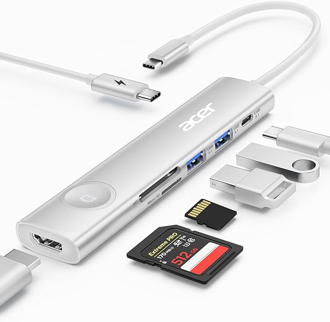 Acer USB C HUB Multiport Adapter, 7 in 1 USB-C to HDMI Adapter by Acer