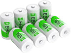 EBL Pack of 8 10000mAh Ni-MH D Cells Rechargeable Batteries, Battery Case by EBL