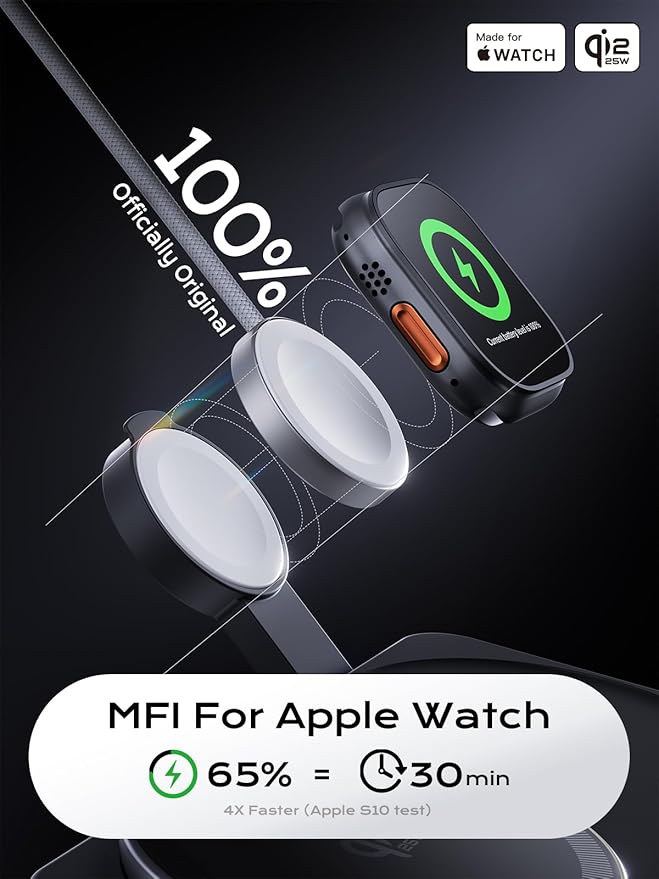 THREEKEY Qi2 25W MagSafe 3-in-1 Wireless Charging Station, MFI Certified by - Image 3