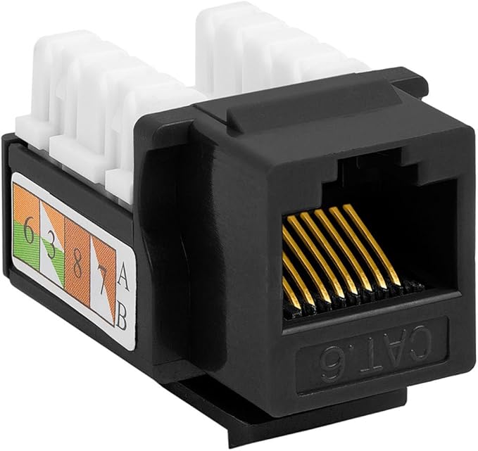 Cmple - Cat6 Keystone Jack Insert Punch Down RJ45 Connectors RJ45 90 Degree by Cmple