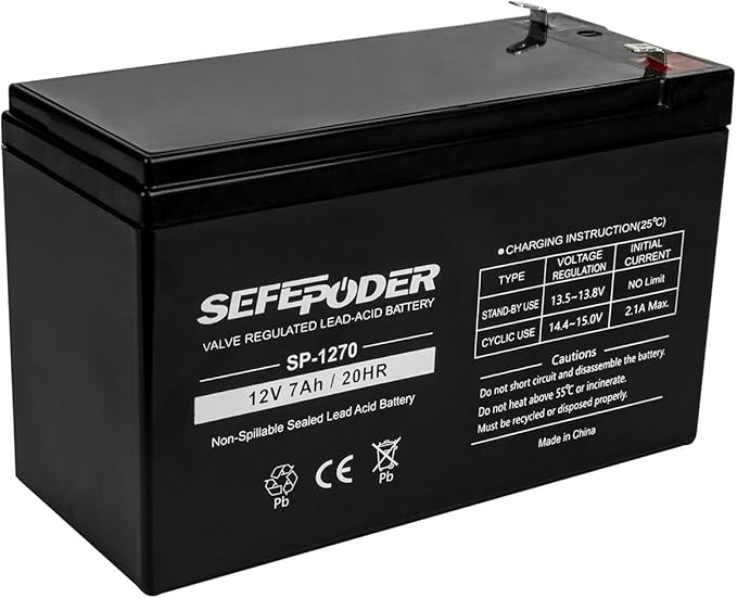SEFEPODER 12V 7Ah Rechargeable Sealed Lead Acid Battery by SEFEPODER