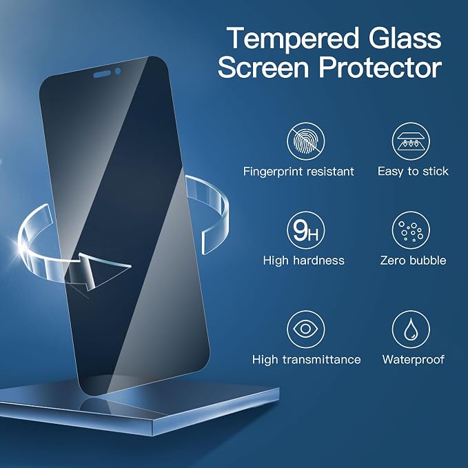 NEW'C 3 Pack Privacy for iPhone 12, iPhone 12 Pro Screen Protector, Enhanced - Image 4