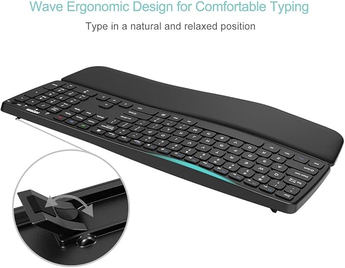 Arteck Bluetooth Keyboard Universal Wave Comfortable Keypad - Image 2