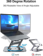 Laptop Stand, 360 Swivel Aluminum Computer Stand Ergonomic Laptop Riser - Image 2