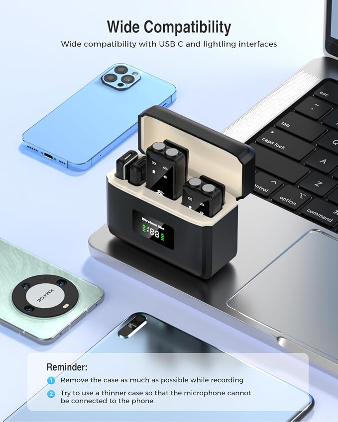 PQRQP Wireless Microphone for iPhone, Dual Microphones 20 H Battery Life - Image 6