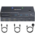 USB C KVM Switch 3 Monitors 2 Laptops 4K 1080P@60Hz, USB-C Docking Station by MLEEDA