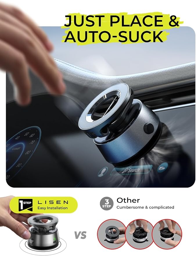 LISEN Electric Retractable Car Phone Mount, Content Creator MagSafe Suction Cup - Image 3