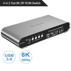 4 Computers 2 DP Monitors Automatic KVM Switch, 8K@30Hz 4K@144Hz 4 Port DP USB - Image 2