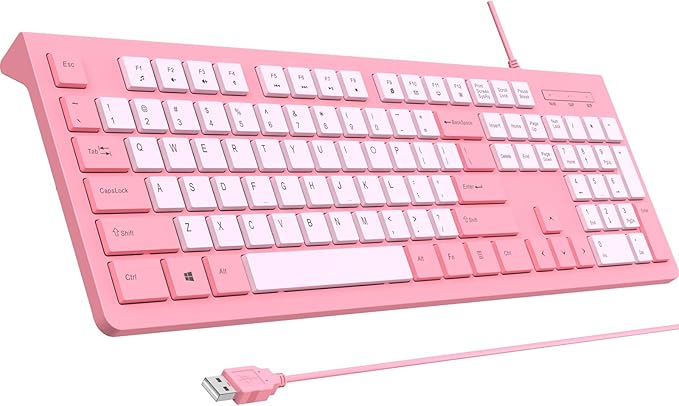 Computer Keyboard Wired, Plug Play USB Keyboard, Low Profile Chiclet Keys by COLIKES