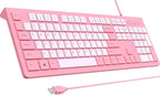 Computer Keyboard Wired, Plug Play USB Keyboard, Low Profile Chiclet Keys by COLIKES