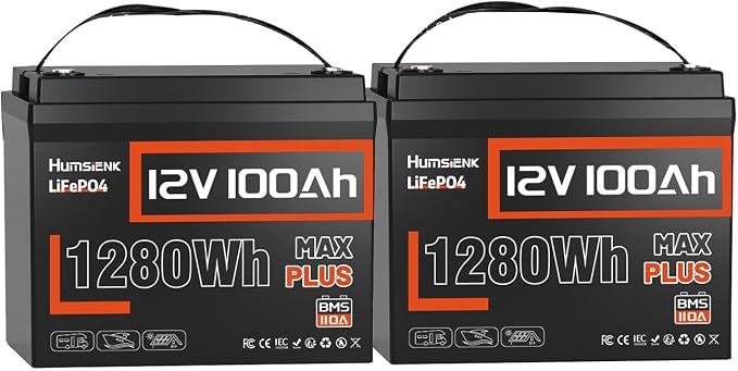12V 100Ah LiFePO4 Battery MAX PLUS 2 Pack by HumsiENK
