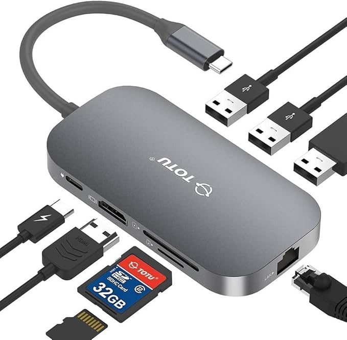 USB C Hub, 9-in-1 Type C Hub by TOTU