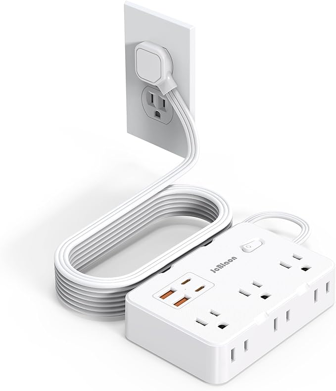 Flat Plug Power Strip Surge Protector, 5ft Ultra Thin Extension Cord by JcBlaon