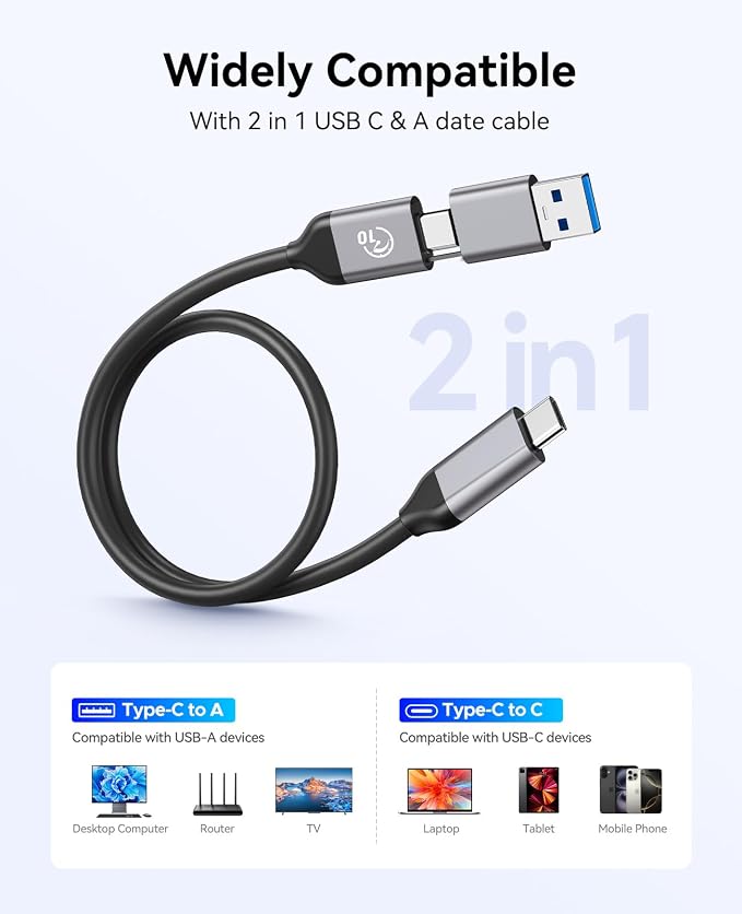 ORICO 1TB External SSD with 2 in 1 USB C & A Cable, Plug and Play Portable - Image 5