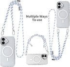 for iPhone 16 Case with 62.99 inch Lanyard, Classic Clear&White Magnetic Phone - Image 2
