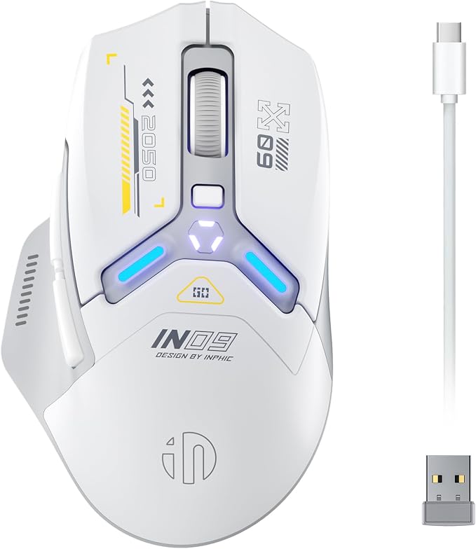 INPHIC IN9 Wireless Gaming Mouse, True Tri-Mode Bluetooth/Type-C Wired/2.4G by WelcometoInphicHome