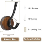 kuaima Coat Hooks Wall Mount, Round Walnut Wood Wall Hanger - Image 5