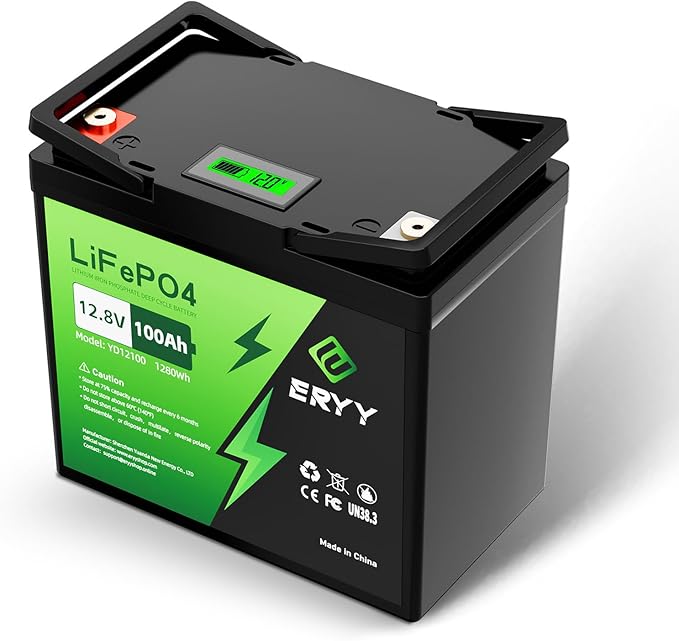 12V 100Ah LiFePO4 Battery, High Density 100Ah Lithium Battery 12v by ERYY