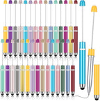 Qilery 30 Pcs Beaded Pens with Stylus Tips Plastic Beaded DIY Stylus 2-in-1 by Qilery