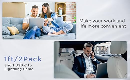 USB C to Lightning Cable 2Pack 1FT iPhone Fast Charger Cable Power Delivery - Image 7