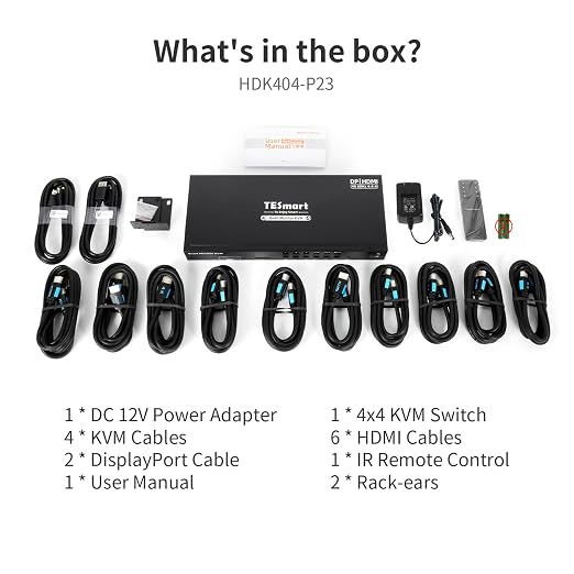 TESmart Quad Monitor HDMI+DP MST KVM Switch 4 Monitors 4 Computers 4K@60Hz - Image 9