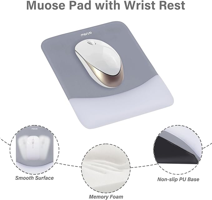MOSISO Wrist Rest Support for Mouse Pad&Keyboard Set, Rectangular Ergonomic - Image 3
