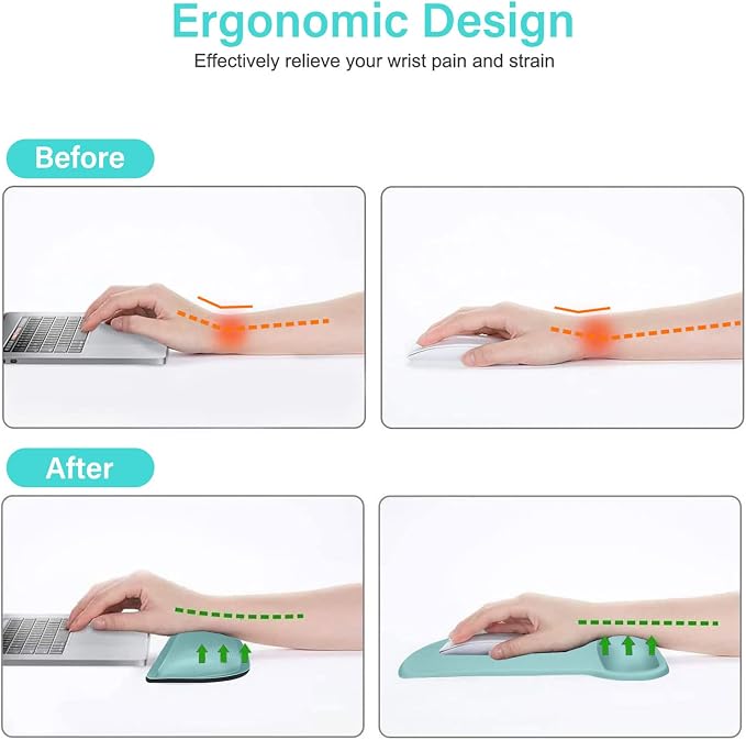 MOSISO Wrist Rest Support for Mouse Pad & Keyboard Set, Ergonomic Mousepad - Image 3
