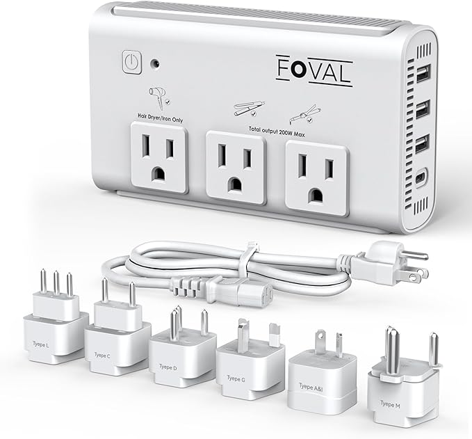 220V to 110V Travel Voltage Converter, FOVAL 2000W Power Converter by FOVAL