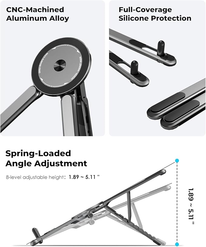 Viozon Magnetic Phone Holder Tripod, Portable Laptop Stand - Image 5