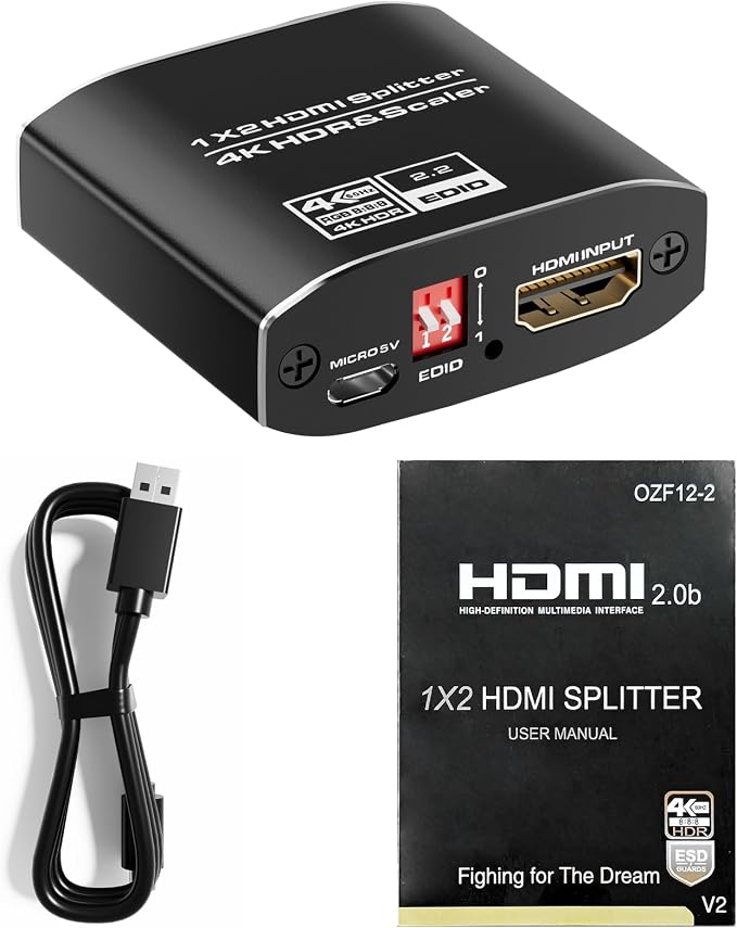 1x2 HDMI Splitter, HDR 4K@60Hz HDMI spliter 1 in 2 Out, Supports HDMI 2.0 - Image 7