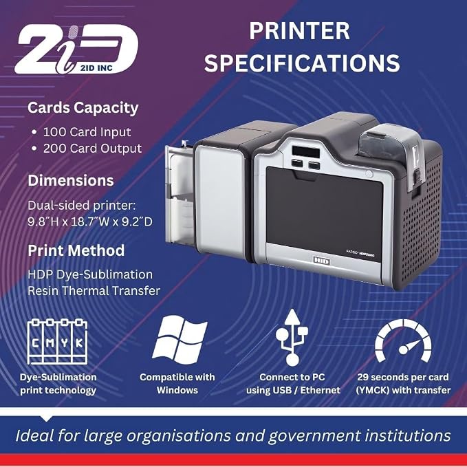 2ID Fargo HDP5000e Dual-Sided ID Card Printer 096640 | High-Definition and - Image 6