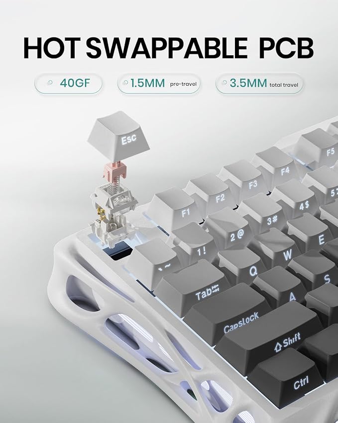 GravaStar Mercury K1 75% Wireless Mechanical Gaming Keyboard, Aluminum Alloy - Image 5