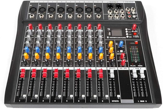 Professional 8 Channel Mixing Console Audio Mixer Bluetooth Digital USB MP3 by TFCFL