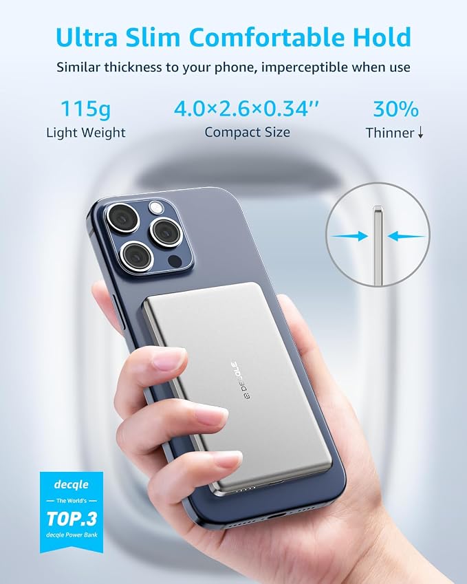 “Air” Power Bank for MagSafe 5000mAh, Ultra Slim Magnetic Wireless Portable - Image 2