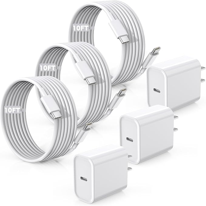 Fast Charger for iPhone 16/15 Charger, 10FT Extra Long Fast Charging 3Pack by TrimDish