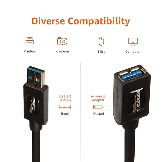 Amazon Basics USB-A 3.0 Extension Cable, 4.8Gbps High-Speed, Male to Female - Image 5