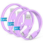 3-Pack Purple USB A to USB C Cable，USB to USB C Car Carplay Cable by JERMASAL