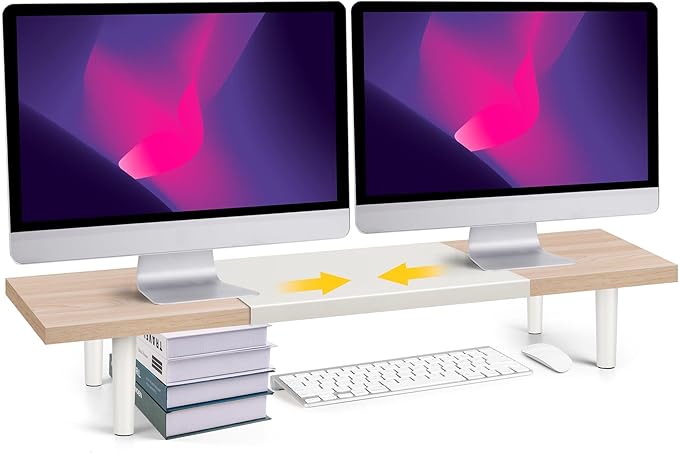 Across-Star Dual-Monitor-Stand-Riser-For-Desk Adjustable Length 32-40 by Acorss-Star