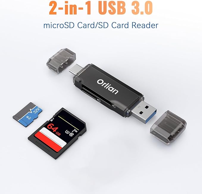SD Card Reader USB 3.0 Dual USB A & USB C to Micro SD/SD Memory Card Adapter - Image 2