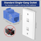 VCE 2-Port Ethernet Wall Plate, CAT6 Wall Plate and Jack, RJ45 Keystone Wall - Image 3