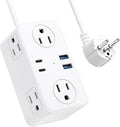 Kakyanill European Travel Plug Adapter, Type E F Plug Adapter, 6 AC Outlets by kakyanill
