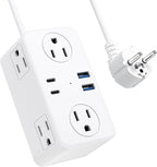 Kakyanill European Travel Plug Adapter, Type E F Plug Adapter, 6 AC Outlets by kakyanill