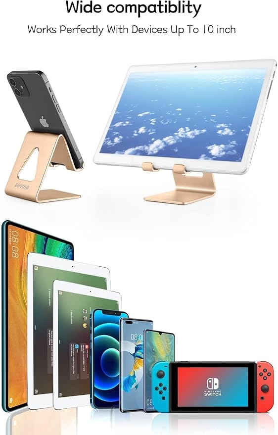 Desk Cell Phone Stand Phone Holder, Aluminum Phone Cradle Dock - Image 2