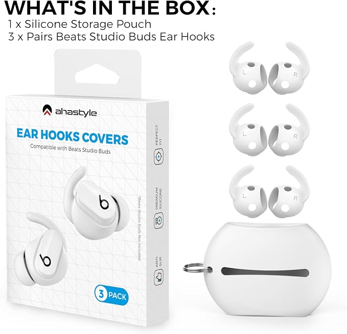 AhaStyle 3 Pairs Beats Studio Buds Ear Hooks Anti-Slip Ear Covers Silicone - Image 7