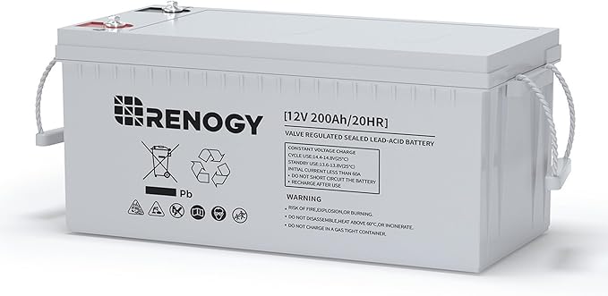 Renogy Deep Cycle AGM Battery 12 Volt 200Ah, 3% Self-Discharge Rate, 2000A Max by RenogySolar